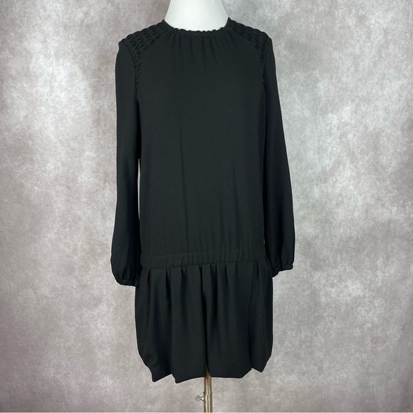 Isabel Marant Drop Waist Long Sleeve Crepe Dress In Black Women's Size 38 US 6 - Picture 1 of 9